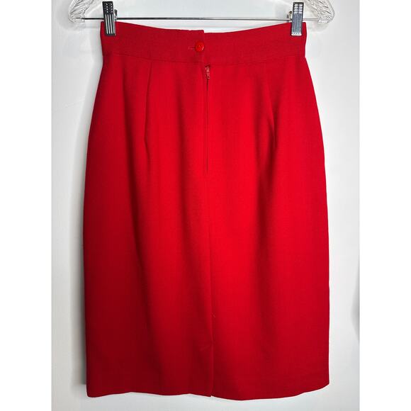 Vintage 1980s Red Navy Trim Power Suit Blazer Pencil Skirt Set Made in USA XS-S - Picture 7 of 15